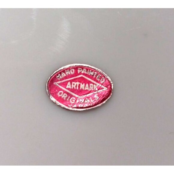 Two ArtMark Hand Painted Fruit Pattern Lattice Sawtooth Edge Vintage Wall Plates - Picture 5 of 7